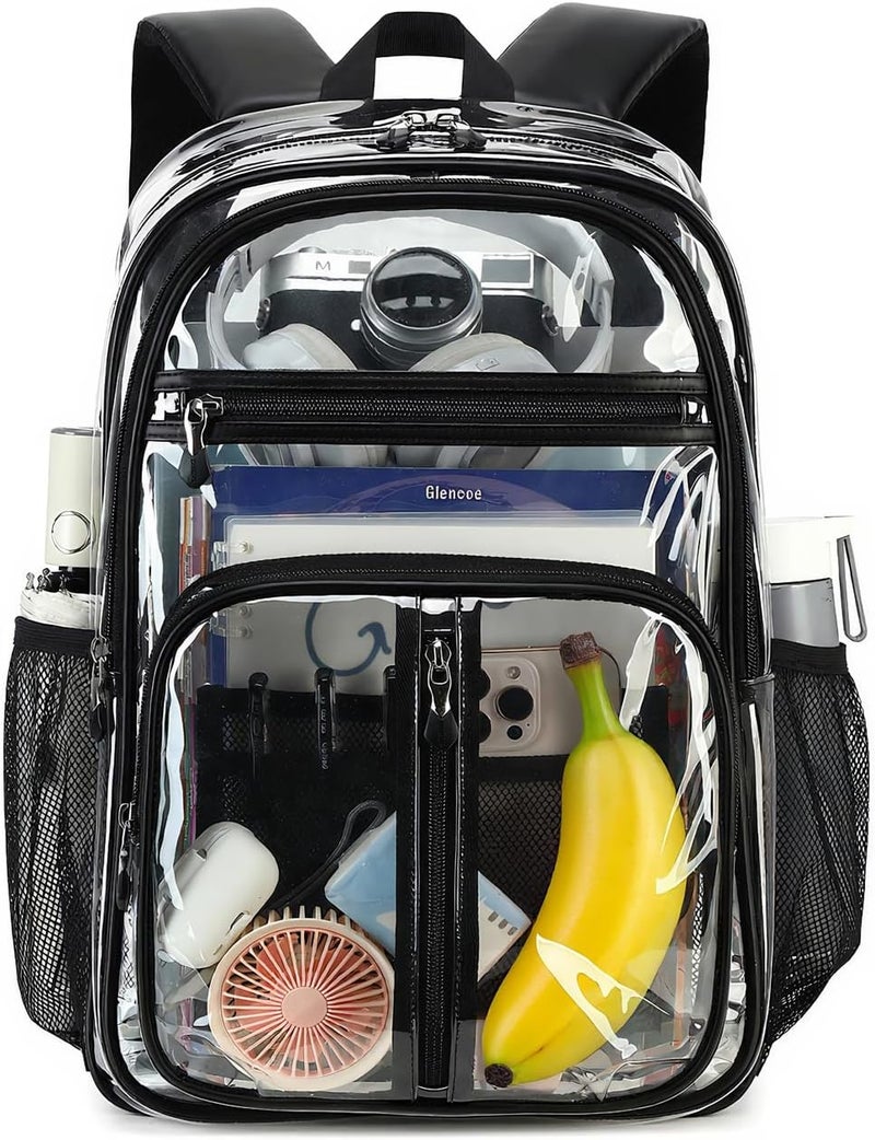 Cusangel TPU Clear backpack for Adult,16.5“ Large See Through Heavy Duty Bookbag,16.5 x7 x11inch Capacity Bag For Stadiums,School,Warehouses, concert venues and other security checkpoints (Black) - Image 1